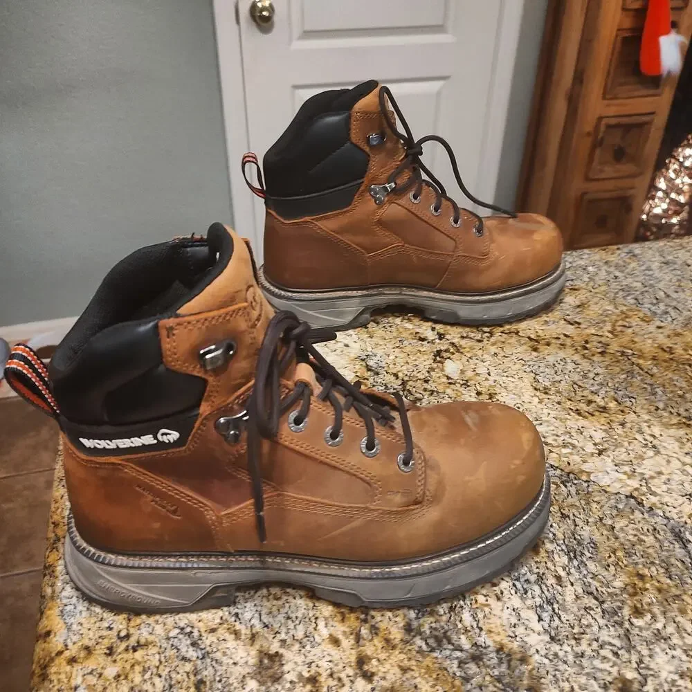 Wolverine Brown Leather Work Boots Size 10M Stock No. W241023 - Picture 2 of 14